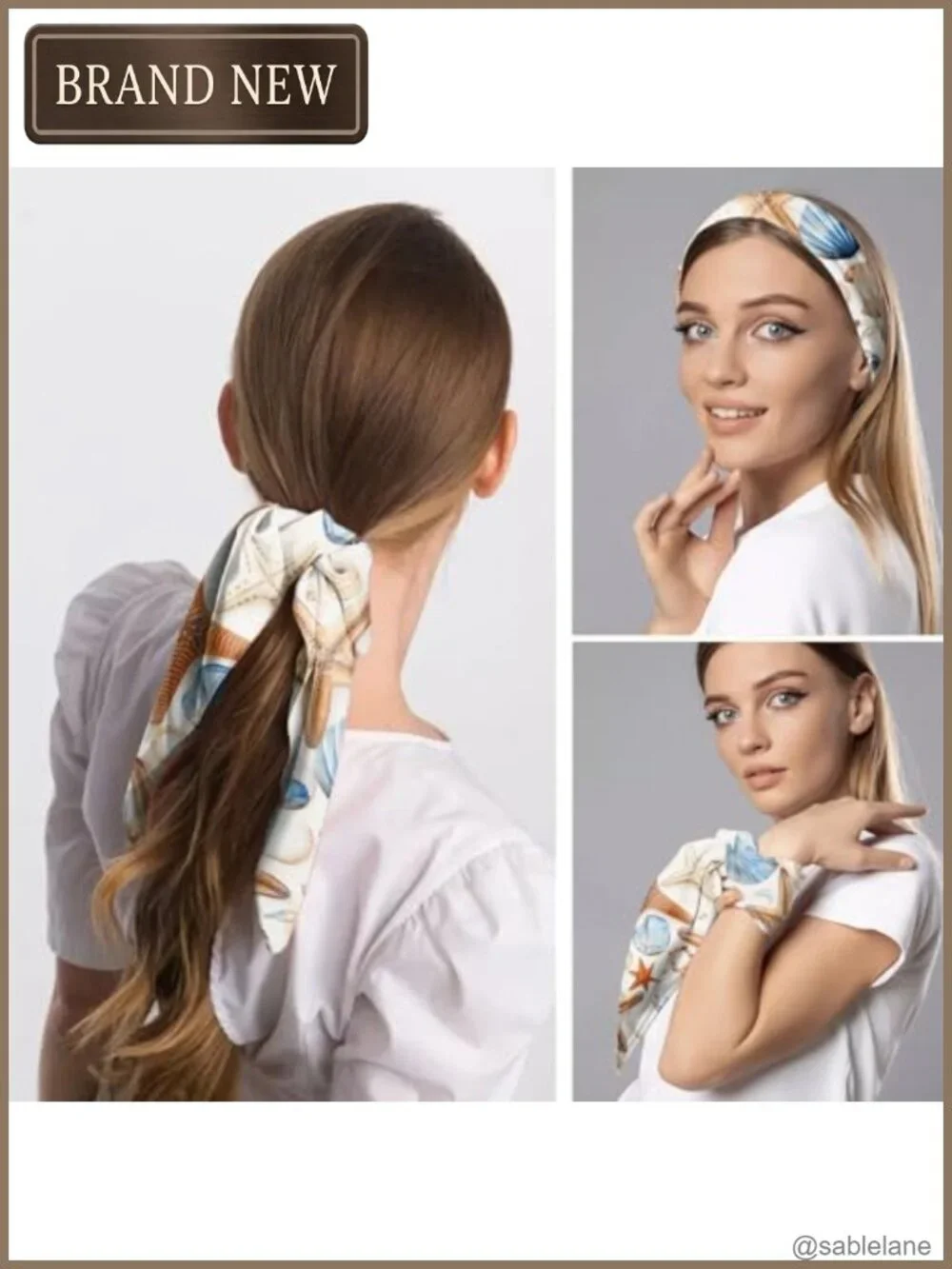 Satin Silk Feeling Square Scarf Hair Wrap Lightweight Fashion 27.5 Inches